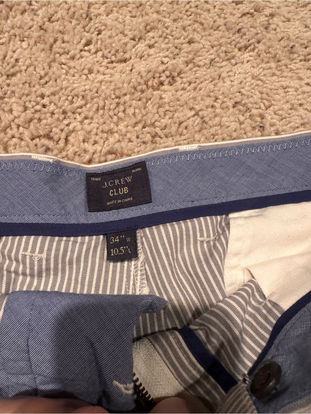 J. Crew Men's Light Blue Striped Flat Front Shorts
